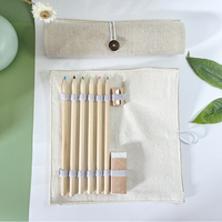 Ensemble de papeterie écologique, trousse à crayons en toile enroulable avec crayons de couleur en bois pour les enfants d'âge scolaire, cadeau pour les étudiants