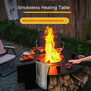Table de feu en métal pour foyer de jardin extérieur en acier avec barbecue Patio Grill Bonfire et sans fumée - Product Image 3