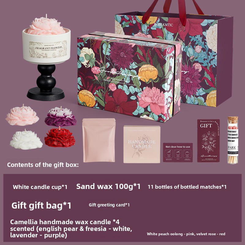 แก้วเซรามิคปกแข็ง + ดอกคามีเลีย 4 ดอก - ชุด C