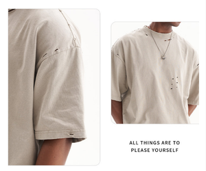 Camisetas de Hombre de Alta Calidad, Estilo Vintage, Holgadas, con Efecto Desgastado, Personalizadas y Recortadas - Product Image 4