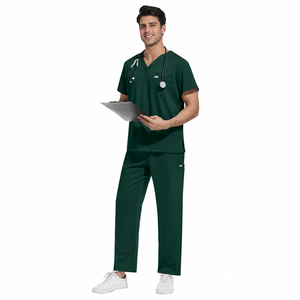 Ensemble de Blouses Médicales en Gros pour Hommes : Haut à Col en V Manches Courtes Multi-Poches et <span class=keywords><strong>Pantalon</strong></span> <span class=keywords><strong>Cargo</strong></span> Couleur Unie – Tenue d'Infirmier/Hôpital Professionnelle - Product Image 4