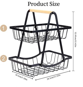Vendita calda 2 livelli di stoccaggio da cucina in metallo portatile mensola di stoccaggio in metallo staccabile Multi-strato porta frutta cesto di frutta da cucina - Product Image 5