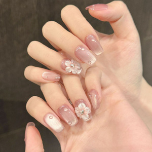 <span class=keywords><strong>Uñas</strong></span> postizas de marca privada, estilo minimalista, color nude, con diseño de ojo de gato y flor de hielo, para uso diario, cortas, hechas a mano, al por mayor - Product Image 3