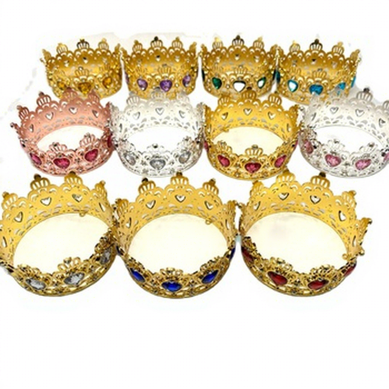 Bride Baroque Round Crown Gold Rhinestone