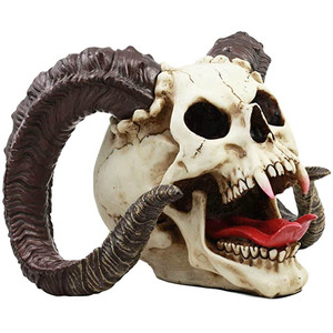 Sculpture de squelette de démon en corne avec langue en résine <span class=keywords><strong>Dragon</strong></span> mal ram statue de crâne pour la décoration intérieure, vente en gros - Product Image 3