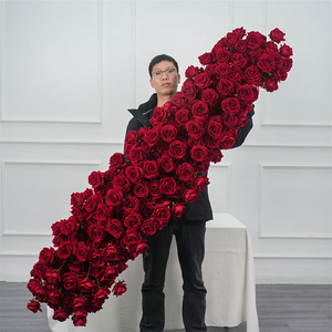 Realistic Customized Fabric <b>Artificial</b> <b>Flower</b> Runner for Wedding and Back to School Decorations Red Color - Product Image 3