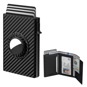 Portefeuille fin en cuir PU 2026 avec porte-cartes en carbone pour hommes et femmes, pour <span class=keywords><strong>AirTag</strong></span>, porte-monnaie, portefeuille <span class=keywords><strong>AirTag</strong></span>, traceur <span class=keywords><strong>Apple</strong></span> AirTags - Product Image 1