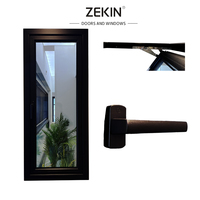 Ventanas y puertas de aluminio de perfil fino de aleación de aluminio negro de alto impacto a prueba de huracanes, ventana abatible para EE. UU.