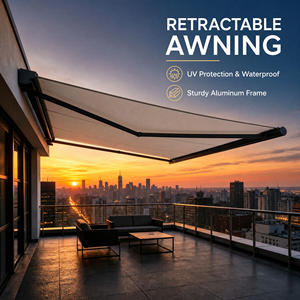 Toldo Retráctil Eléctrico con Luces LED, Tela Resistente a la Decoloración, <span class=keywords><strong>para</strong></span> Terraza y Exteriores - Product Image 1
