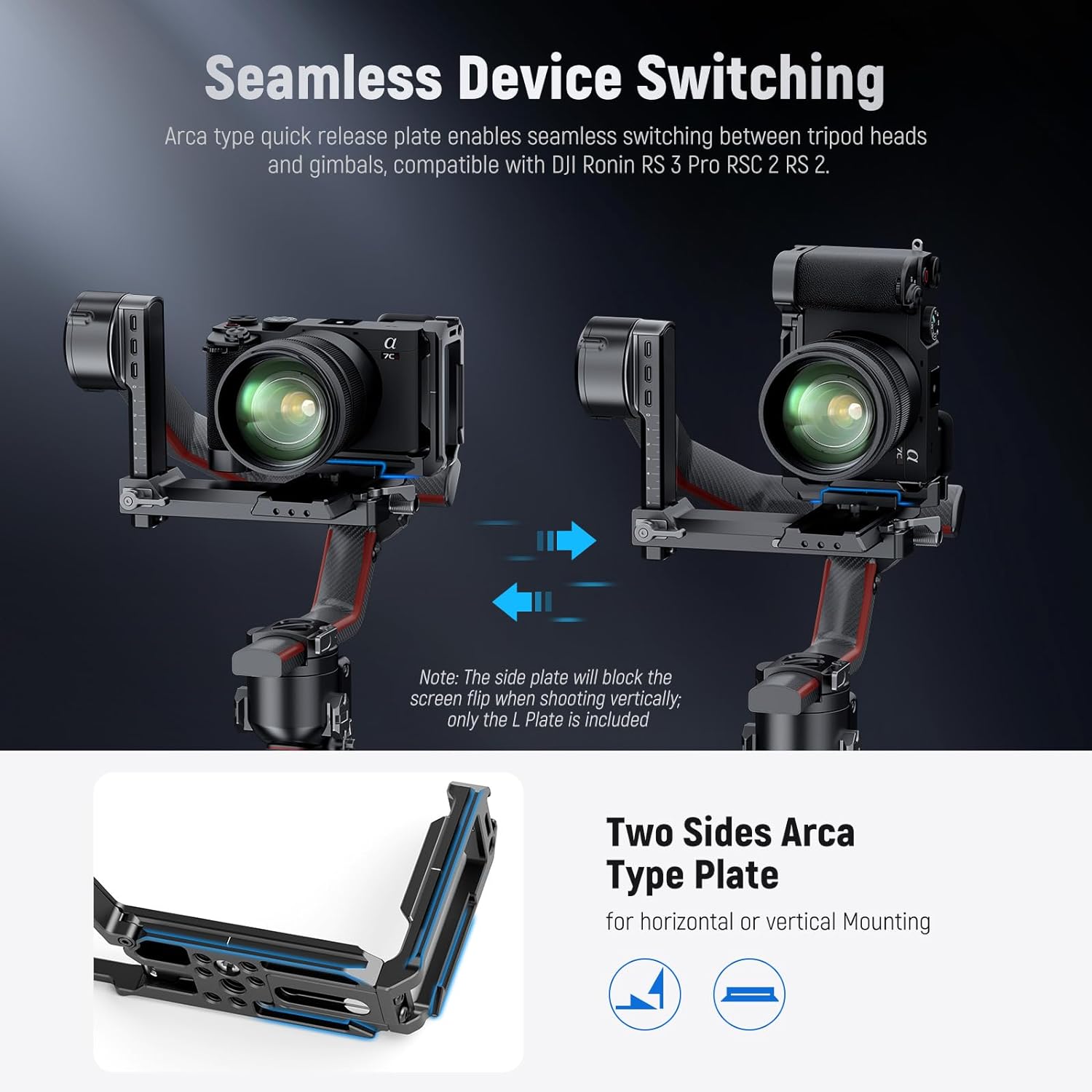 Neewer Lブラケット ソニー A7C II A7CR用 アルミニウム製 横向きから