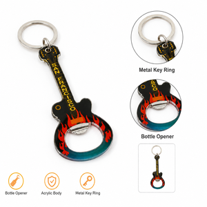 Gitarren-Schlüsselanhänger Flaschenöffner aus Metall-Zinklegierung Kreatives Musikfestival-Konzert-Souvenir Schlüsselring Anhänger Zubehör Personalisierbar - Product Image 3