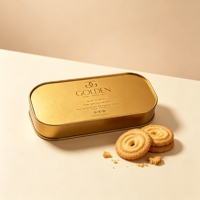 Boîte en métal personnalisée pour l'emballage de thé, café, gâteaux, bonbons, biscuits, chocolat, avec impression dorée, formes carrées, rondes et rectangulaires