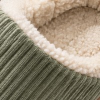 Pantoufles mules en velours côtelé bicolore avec doublure en polaire, semelle TPR, pour l'intérieur