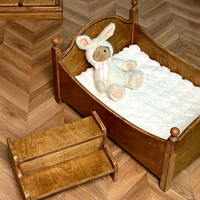 Vintage Massivholz-Hundebett mit Großem Raum, Leiter-Verbindungsschutz-Design, Ganzjährig Nutzbar, Rechteckig mit Abgerundeten Ecken