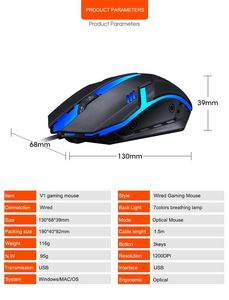 Hota-souris de jeu Thunder loup V1, filaire, lumineuse, USB, pour ordinateur de bureau, notebook, ordinateur portable, bon marché - Product Image 2