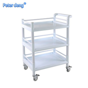Medical <b>Trolley</b> 3 Tier <b>Plastic</b> Hospital Furniture With 4 Castors Convenient Storage Rack For Nursing Beauty Use - Product Image 3