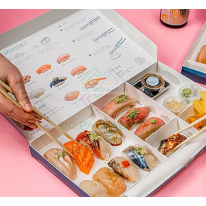 Hot Selling Sushi Box Personalized Logo Printing Sushi Takeaway Lunch Box Japanese Sushi Takeout Box with Dividers Insert - Product Image 2