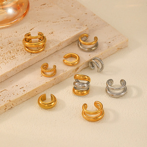 Nuovissimi Polsini da Orecchio CC di Lusso Gioielli in Acciaio Inossidabile Placcato Oro 18K <span class=keywords><strong>Clip</strong></span> <span class=keywords><strong>Orecchini</strong></span> Ipoallergenici per Donne e Ragazze - Product Image 6