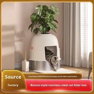 Bac à litière pour chat en forme <span class=keywords><strong>de</strong></span> <span class=keywords><strong>pot</strong></span> <span class=keywords><strong>de</strong></span> fleurs, style <span class=keywords><strong>pot</strong></span> <span class=keywords><strong>de</strong></span> fleurs, facile à nettoyer, désodorisant, entièrement fermé, toilette pour chat extra large - Product Image 6