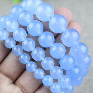 Quartzite Imitation Aquamarine Chalcedony <b>Bracelet</b> 8-14mm Round Beads Single Strand Crystal Jewelry Unisex Everyday Wear - Product Image 4