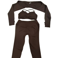 Ensemble de yoga et fitness sans couture pour femme DF avec logo personnalisé, bretelles croisées, col bénitier, taille élastique et soutien-gorge push-up en V