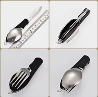 Couteau, fourchette et cuillère pliables multifonctionnels 4-en-1 détachables pour la vaisselle d'extérieur – Vente en gros