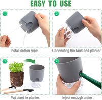 Pot Bunga Pintar Hidroponik Dalam Ruangan Berbahan Plastik ABS dengan Sistem Penyiraman Otomatis, Lapisan Berwarna, untuk Penggunaan di Rumah, Kebun, dan Luar Ruangan, Warna Putih/Abu-abu Modern