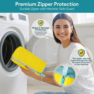 Sacs de lavage pour chaussures en polyester personnalisables, sacs de nettoyage pour chaussures faciles à utiliser, adaptés aux machines à laver et aux sèche-linges. - Product Image 2