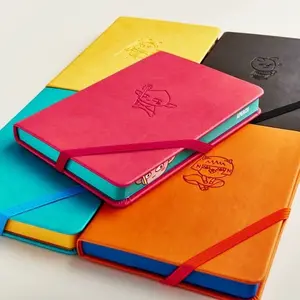 Caderno de capa dura personalizado cor em massa, rosa, laranja, marrom, branco, verde, azul, preto e vermelho, papel forrado para impressão em couro