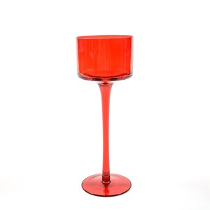 เชิงเทียนแก้วทรงกลม 9 H. 25CM สีแดง - Product Image 1