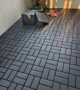 Dalles de sol en PP emboîtables portables pour terrasse, gris foncé, 8 pièces - Product Image 5