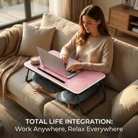 Table pliante en plastique pour ordinateur portable, grand plateau de lit/canapé, support portable pour tablette avec porte-gobelet, idéal pour manger
