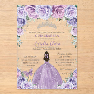 Invitations florales en acrylique bleu royal papillon <span class=keywords><strong>princesse</strong></span> Quinceanera - Product Image 4