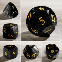 Vente en gros usine : Ensemble de dés D&D en pierre gemme œil de chat noir foncé multi-facettes, personnalisé D20 22mm D6 pour RPG Dungeons and Dragons
