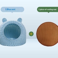 Geflochtenes Rattan & PP Katzen- und Hundebett - Einfarbiges Muster Individuelles Logo Handgefertigt Maschinenwaschbar Ganzjährig Nutzbar