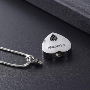 Joyería de cremación, collar de urna conmemorativa de corazón de <span class=keywords><strong>abuela</strong></span> en forma de corazón de acero inoxidable, colgante de recuerdo de cenizas - Product Image 3