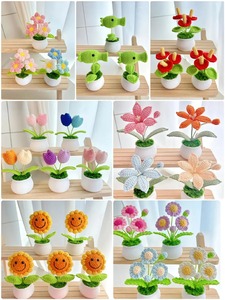 Tanaman <span class=keywords><strong>Pot</strong></span> Rajutan Buatan Tangan, <span class=keywords><strong>Pot</strong></span> Bunga Rajut Dekorasi Rumah, Dekorasi Tanaman Buatan untuk Kantor Ruang Tamu - Product Image 6