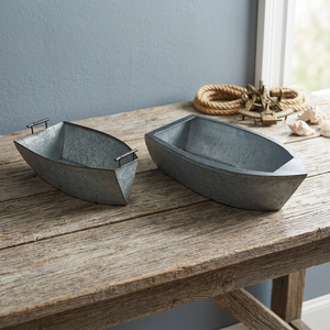 Juego de macetas con forma de barco decorativo de Metal galvanizado de latón AK para decoración de jardín al aire libre y plantaciones - Product Image 1