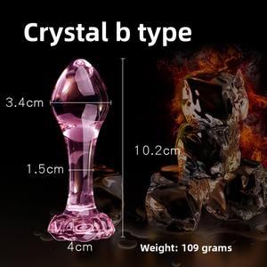 Ensemble de plugs anaux en cristal rose, en verre Pyrex, avec boules et faux pénis pour adultes - Product Image 2