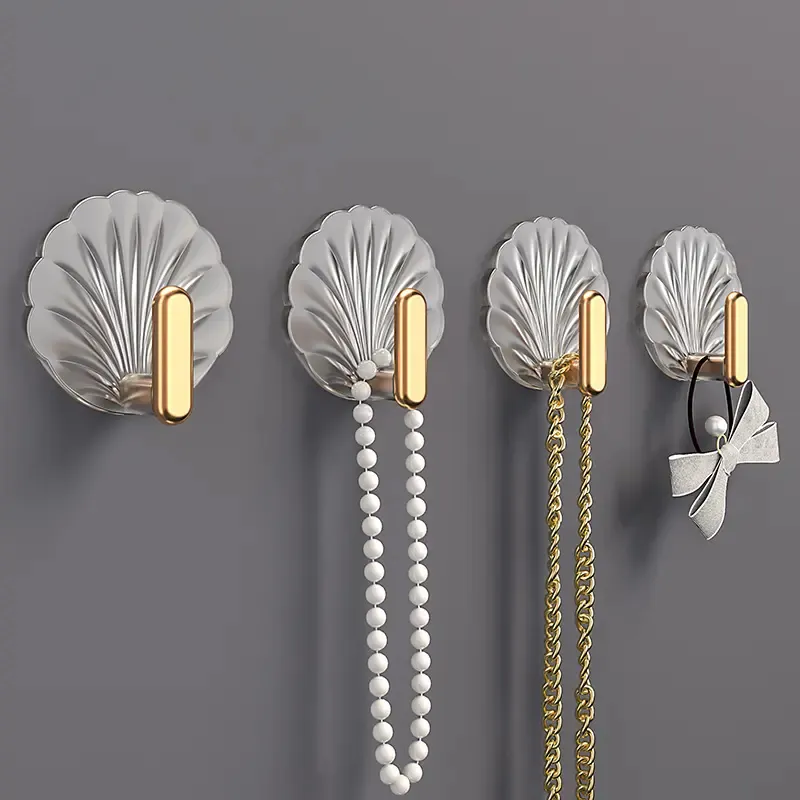Creative Transparent Shell Hook Door Hook No Punching Bathroom Bedroom Hooks for Hanging Wall