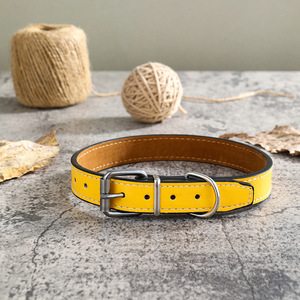 Collar de Perro de Lujo, Simple y Clásico, Ajustable, Acolchado, de Cuero PU, con Hebilla Metálica y Anillo en D, Diseño Sólido - Product Image 5