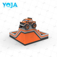 Château gonflable géant en PVC Monster Truck avec toboggan et parcours d'obstacles 10x10m 740lbs Certifié CE Attraction de parc d'attractions YOJA