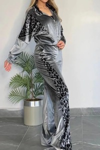 New Leopard Print Color-Block Long-Sleeve Top and <b>Pants</b> Homewear Casual 2-Piece Set Fashion - Product Image 6