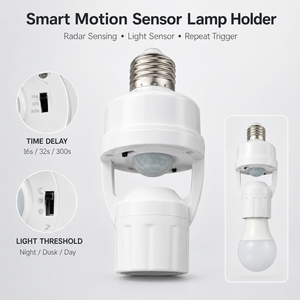 Portalámparas Inteligente con Sensor de Movimiento por Radar, E27 E26, Enchufe para Luz LED, Encendido/Apagado Automático, Detección de Presencia Humana, Tiempo de Retardo Ajustable - Product Image 3