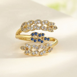 Vente en gros de bijouterie Oro Vintage, bagues en zircone cubique de couleur, plaquées or 18 carats, bijoux de mode pour femmes - Product Image 4