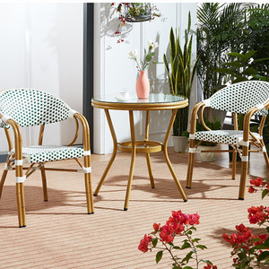 Muebles de jardín al aire libre Metal Bambú Aspecto Estilo francés Bistro Patio Silla de mimbre - Product Image 3