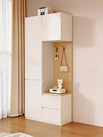 Ensemble de bureau d'angle moderne en bois avec étagère de rangement ; Meuble de rangement multifonctionnel pour chambre à coucher, design minimaliste
