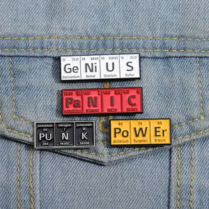 Element Enamel Brooch Unique Jewelry Accessory Featuring Periodic Table Symbols Perfeito para Mochilas e Vestuário