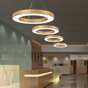 Lampada <span class=keywords><strong>a</strong></span> Sospensione Rotonda Semplice, Luci Pendenti Decorative <span class=keywords><strong>a</strong></span> Soffitto, Anelli Circolari Dorati, Lampadari LED Moderni di Lusso - Product Image 5