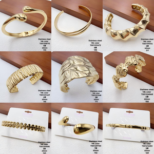 <span class=keywords><strong>XUPING</strong></span> Brazalete Abierto de Acero Inoxidable Chapado en Oro de 14K con Cuentas Ovaladas, Joyería Geométrica Boho para Mujer - Product Image 4